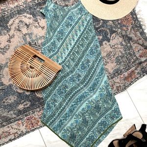 Gap -Boho silk turquoise summer dress